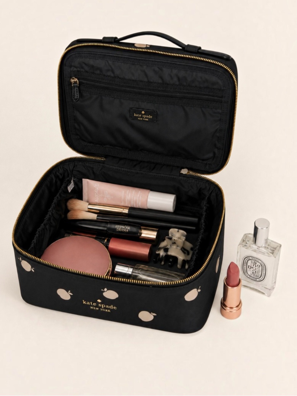 Kate Spade Chelsea Apple Print Travel Vanity Cosmetic Case Organizer K8261 NWOT - Picture 6 of 15